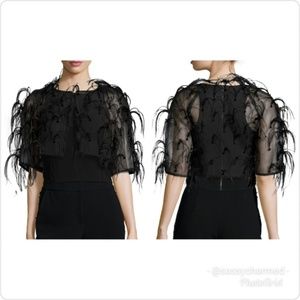 Sachin & Babi Ostrich Feather Silk Bolero Wrap Shrug
